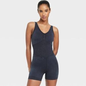 JoyLab Women Bluefin Seamless V-Neck Cross Back Standard Bodysuit XS NWT‎